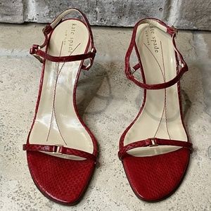 KATE SPADE Women's Sandals Leather Red Straps Size 7.5M~Made In Italy